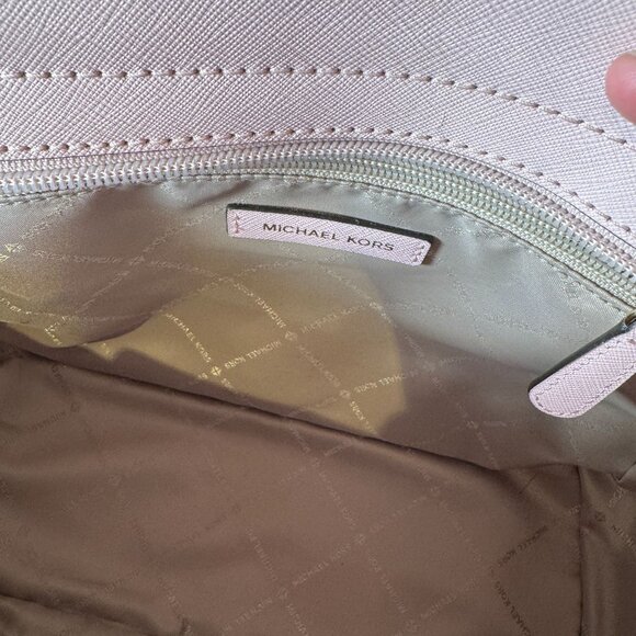 Michael Kors Selma Medium Saffiano Leather Satchel in Pale Pink Gold Hardware - Picture 13 of 13